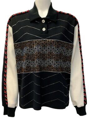 Chanel 2023 Black / Ivory CC Embellished Top